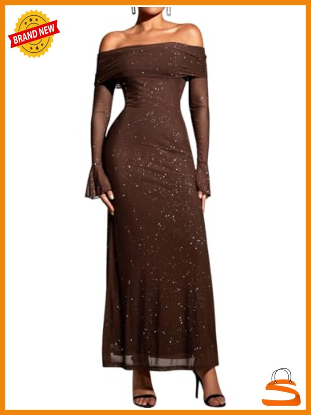Women Off Shoulder Long Sleeve Maxi Dress Bodycon Ruched Backless Formal